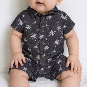 Baby Rebels Black Palm Tree Romper